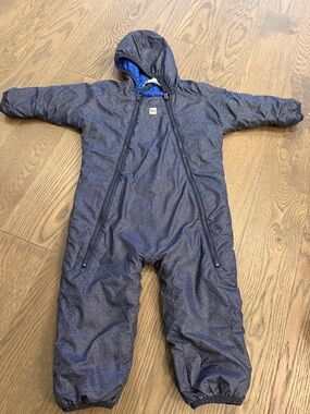 Kids Navy Hooded One-Piece Snowsuit